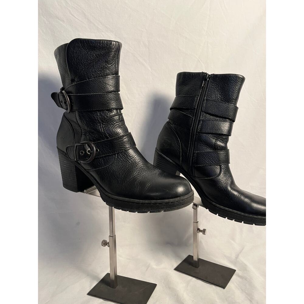 Born Black Ankle Boots with Buckle Straps